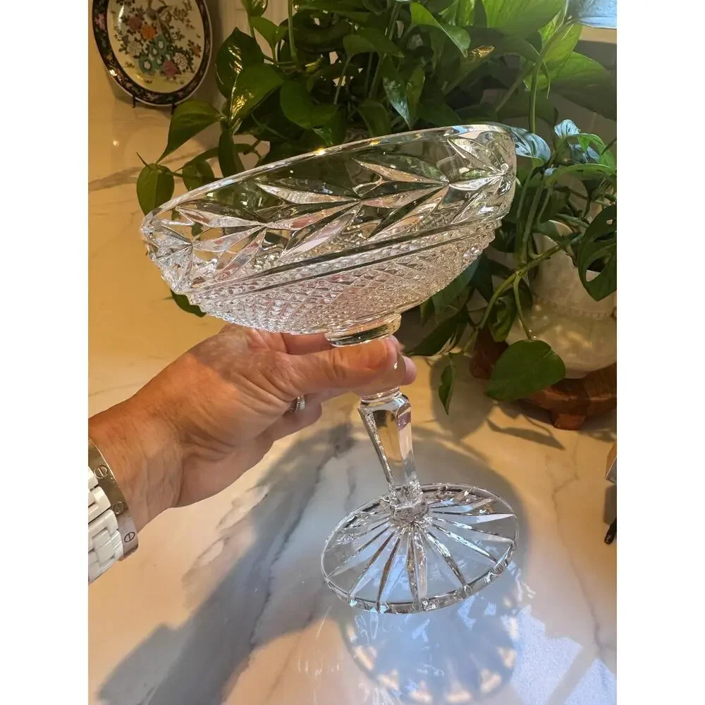 Vintage Galway Crystal “Leah” Compote – Irish Crystal Pedestal Centerpiece Bowl
